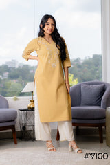 MUSTARD ELEGANT ETHOS EMBROIDERY KURTA