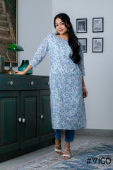 COTTON HAKOBA SKY BLUE KURTI