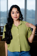 LIME GREEN DOUBLE COTTON SHIRT