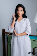 LUNA COTTON MIDI GREY FROCK