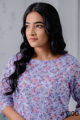 COTTON HAKOBA LIGHT PURPLE KURTI