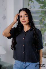 BLACK DOUBLE COTTON SHIRT