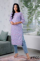COTTON HAKOBA LIGHT PURPLE KURTI