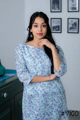COTTON HAKOBA SKY BLUE KURTI