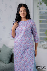 COTTON HAKOBA LIGHT PURPLE KURTI