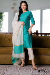 VIGO EVERYDAY ELEGANCE TEAL GREEN KURTA SET