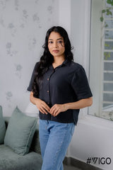 BLACK DOUBLE COTTON SHIRT