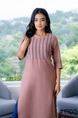 TRENDY TUNIC EMBROIDERY COLLECTION DARK ONION PINK KURTA