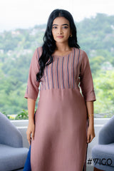 TRENDY TUNIC EMBROIDERY COLLECTION DARK ONION PINK KURTA