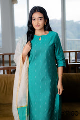 VIGO EVERYDAY ELEGANCE TEAL GREEN KURTA SET