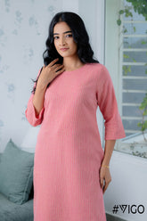 SKYLINE SRIPE PINK KURTI