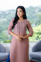 TRENDY TUNIC EMBROIDERY COLLECTION DARK ONION PINK KURTA