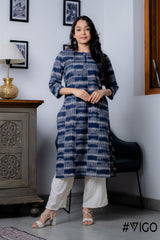 BREEZE BEAUTY BLUE & WHITE COTTON KURTI
