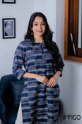BREEZE BEAUTY BLUE & WHITE COTTON KURTI
