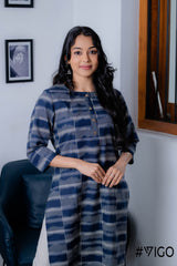 BREEZE BEAUTY BLUE & WHITE COTTON KURTI