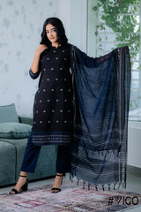 BLACK EVERYDAY ELEGANCE FULLY COTTON KURTA SET