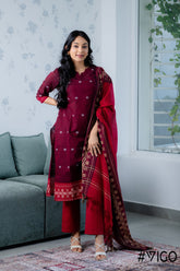 MAROON EVERYDAY ELEGANCE FULLY COTTON KURTA SET
