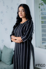 BREEZE BEAUTY BLACK & WHITE COTTON KURTI