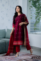 MAROON EVERYDAY ELEGANCE FULLY COTTON KURTA SET