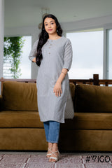 BREEZE BEAUTY LIGHT GARY STRIPE COTTON KURTI
