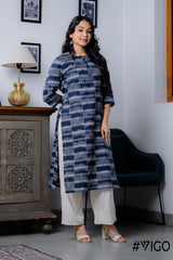 BREEZE BEAUTY BLUE & WHITE COTTON KURTI