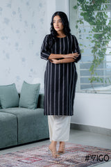 BREEZE BEAUTY BLACK & WHITE COTTON KURTI