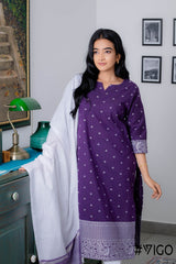 ELEGANCE FULLY COTTON PURPLE KURTA SET