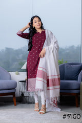 ELEGANCE FULLY COTTON MAROON KURTA SET