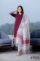 ELEGANCE FULLY COTTON MAROON KURTA SET