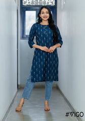 BLUE IKAT CLASSIC ELEGANCE KURTA