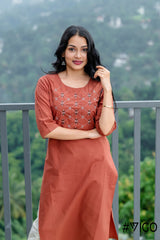 ELEGANT ETHOS EMBROIDERY BROWN KURTA