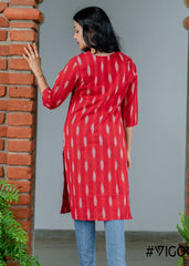 RED IKAT CLASSIC ELEGANCE KURTA