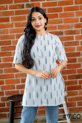 IKAT CLASSIC OFF WHITE SHORT KURTA