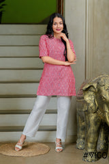 IKAT CLASSIC PINK SHORT KURTA
