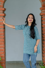 IKAT CLASSIC GREEN SHORT KURTA