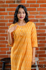 YELLOW IKAT CLASSIC ELEGANCE KURTA