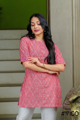IKAT CLASSIC PINK SHORT KURTA