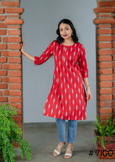 RED IKAT CLASSIC ELEGANCE KURTA