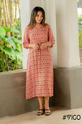 BOHO CHIC ORANGE DRAWSTRING LONG DRESS