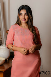 PINK COTTON EMBROIDERY KURTA