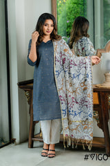 VIGO ETHNIC KALAMKARI GREEN CHARM KURTA SET