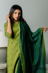 VIGO ELEGANCE GREEN FULLY COTTON KURTA SET