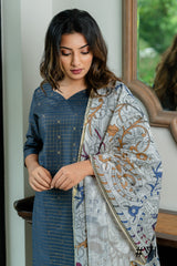 VIGO ETHNIC KALAMKARI GREEN CHARM KURTA SET