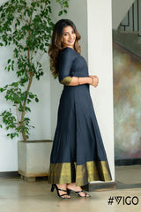 VIGO BLACK ROYAL LOOK ETHNIC LONG DRESS