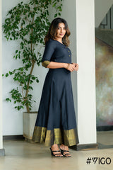 VIGO BLACK ROYAL LOOK ETHNIC LONG DRESS