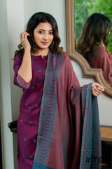 VIGO MAROON ELEGANCE FULLY COTTON KURTA SET