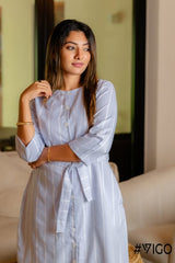 VIGO PASTEL BLUE STRIPE BUTTON-DOWN DRESS