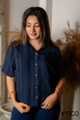 SHORT SLEEVE BLUE STRIP SHIRT
