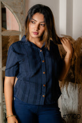 SHORT SLEEVE BLUE STRIP SHIRT