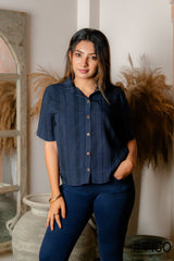 SHORT SLEEVE BLUE STRIP SHIRT